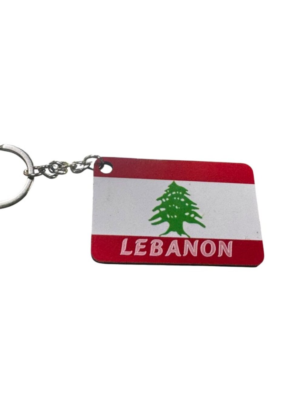 Lebanon Flag Keychain, Rectangular  Key Ring Souvenir